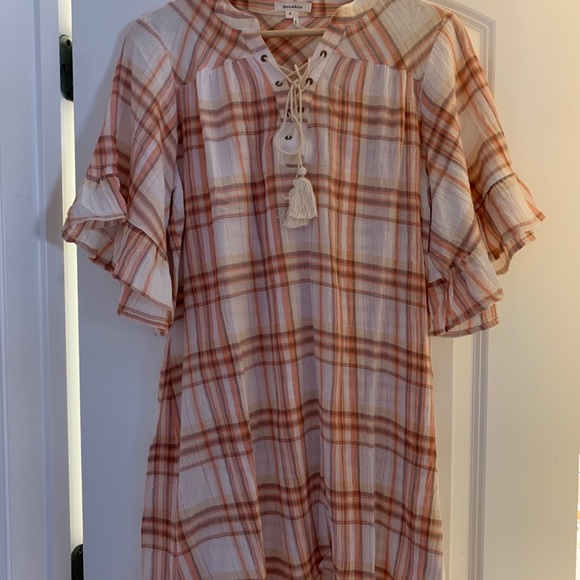 NWOT Soieblu Cotton Hi Low Plaid Tunic Dress S - Picture 8 of 8